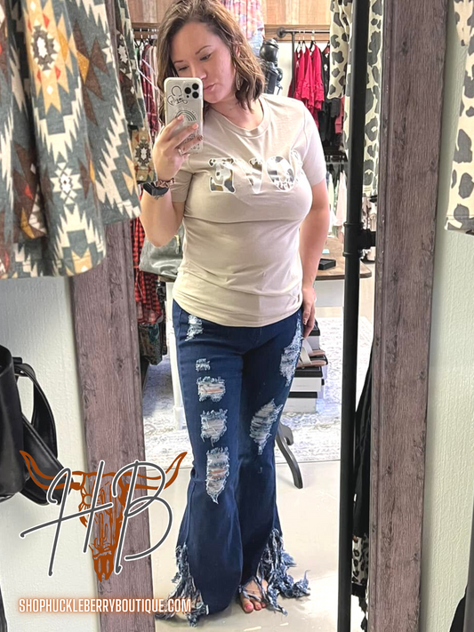 Vintage MEGA Distressed Flares - Dark Wash