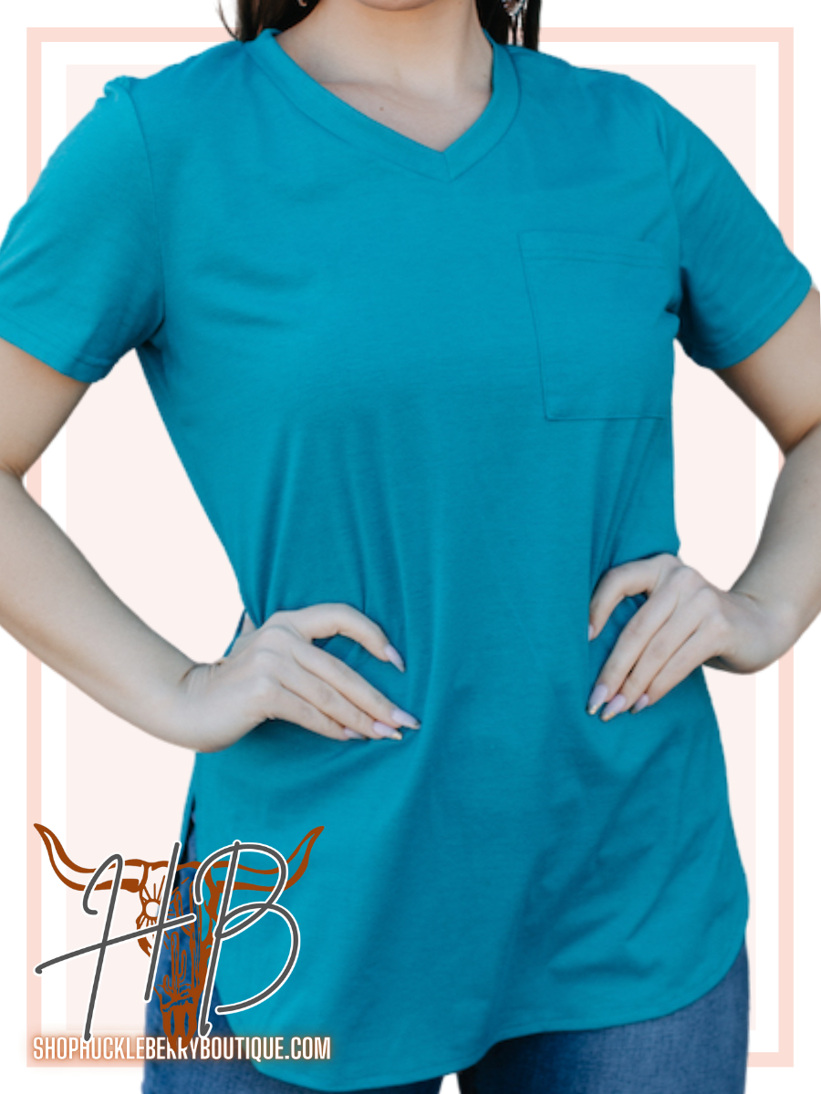 Pocket T-Shirt Top - Teal