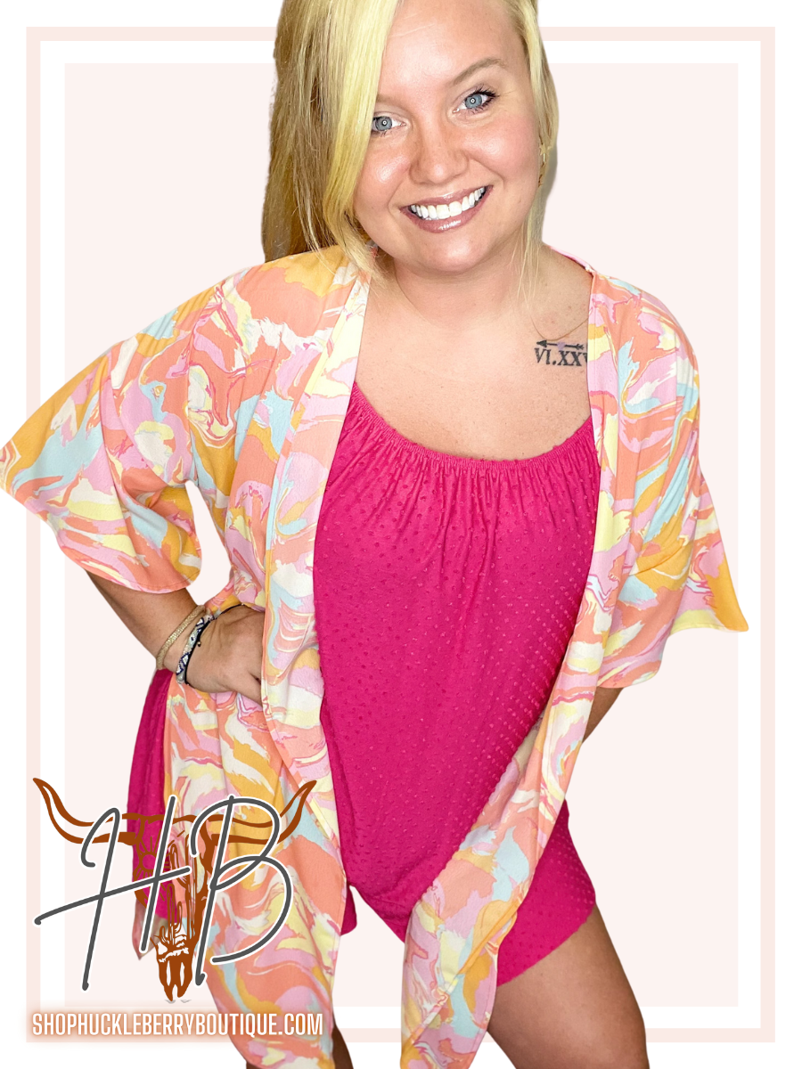 Peach Waves Kimono