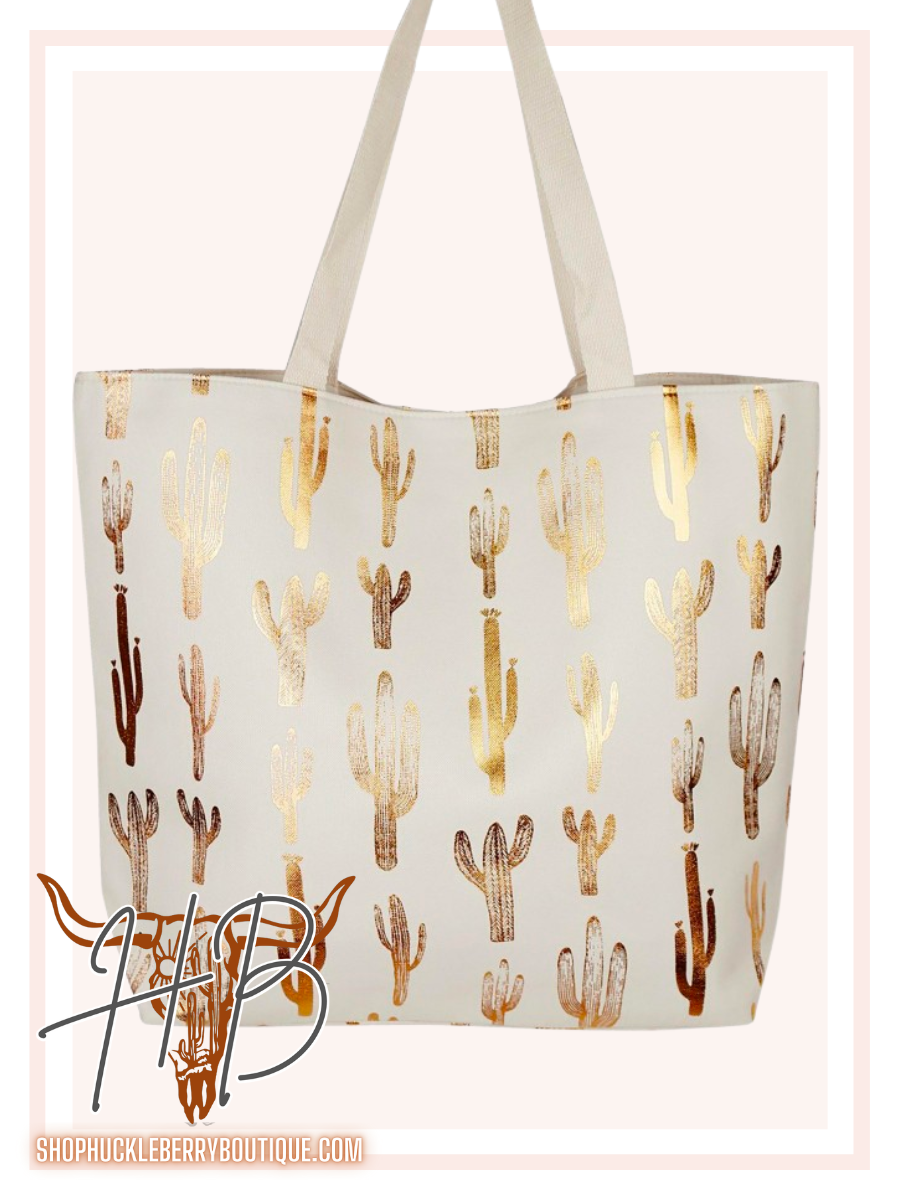 Gold Cactus Tote