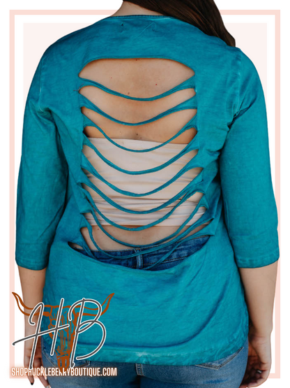 Teal Cut-Out Top